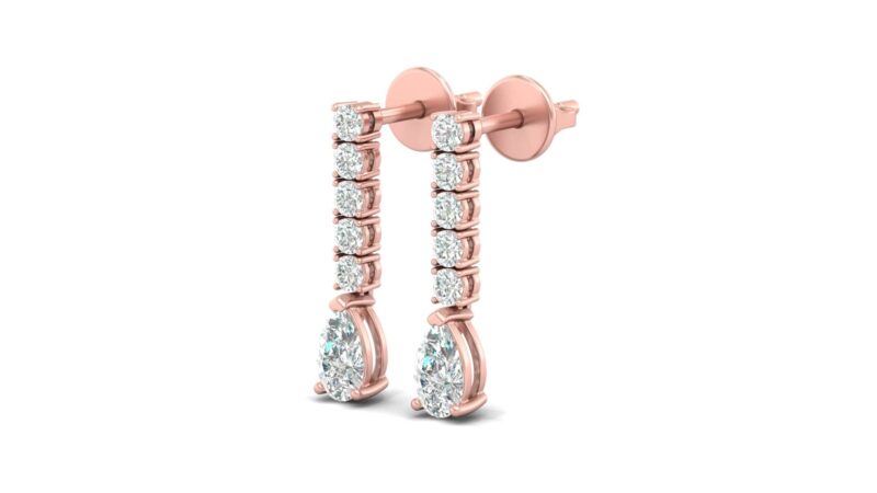 Orecchini diamanti con pendenti oro rosa