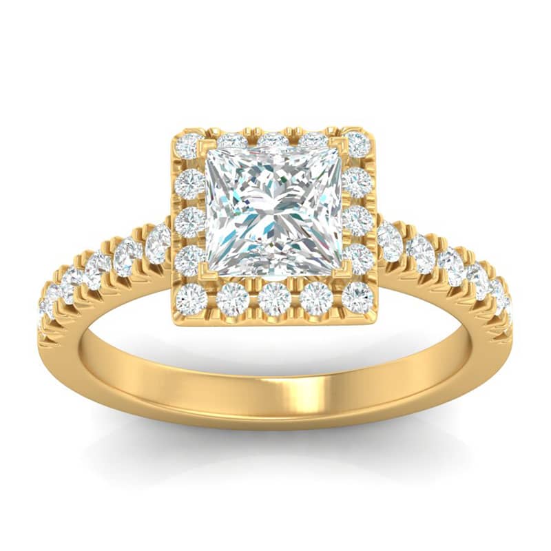 Diamanti Anversa - halo princess - oro giallo