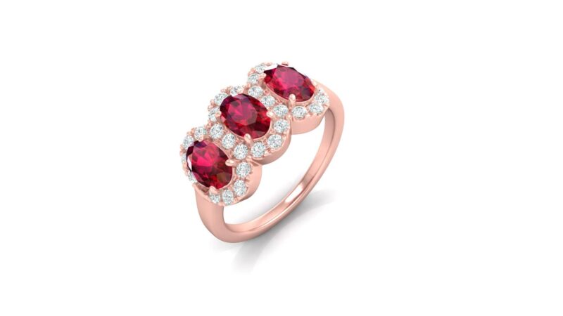 Anello trilogy diamanti e rubini
