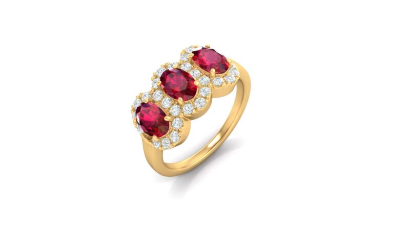 Anello trilogy diamanti e rubini
