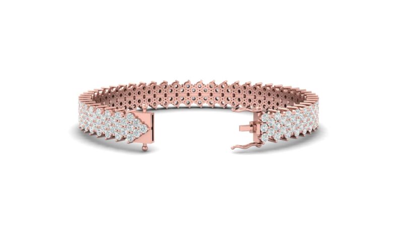 bracciale diamanti a fascia oro rosa