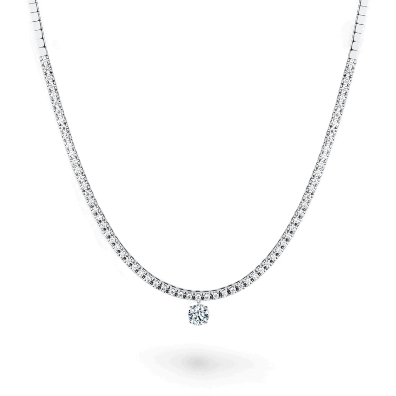 Collana Con Barra Di Diamanti Veri In Argento 925 - 0,07 Ct, Colore D-F, Purezza VVS - Regalo Per Donna, Mamma, Moglie - BETHZA