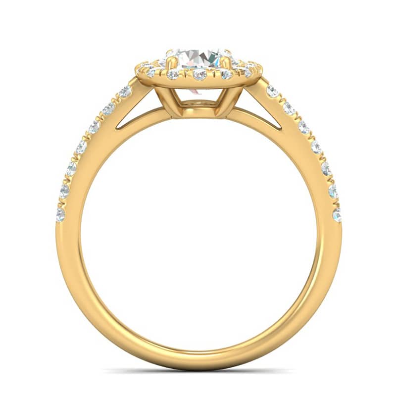 Diamanti Anversa - anello solitario halo - oro giallo
