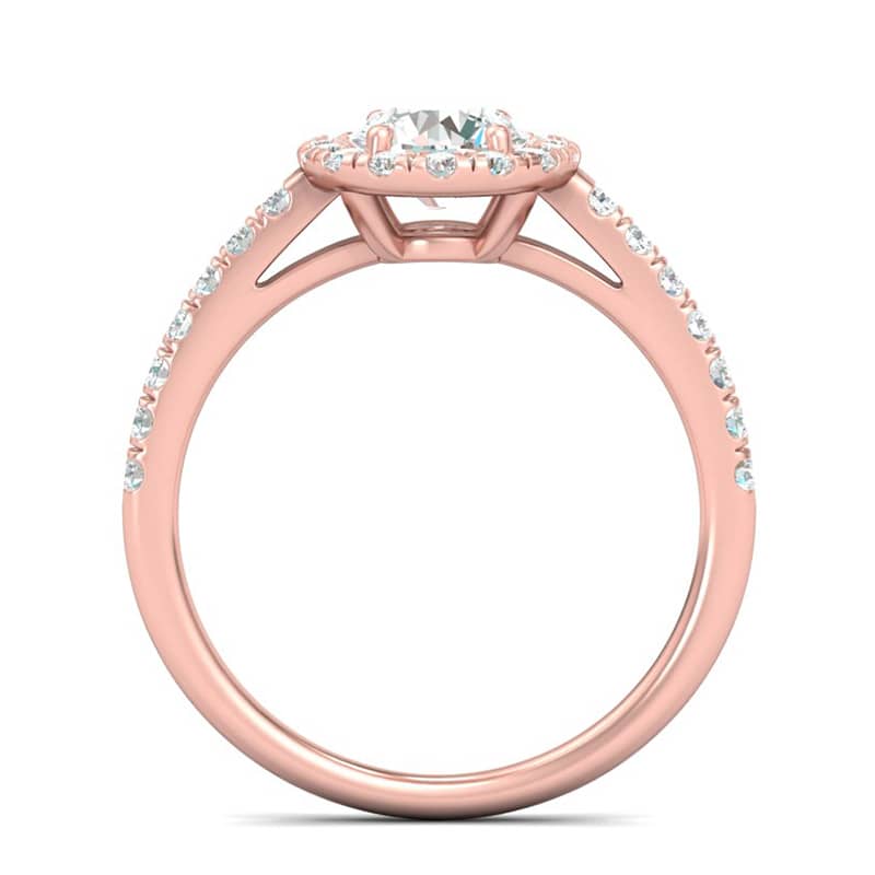 Diamanti Anversa - anello solitario halo round - oro rosa
