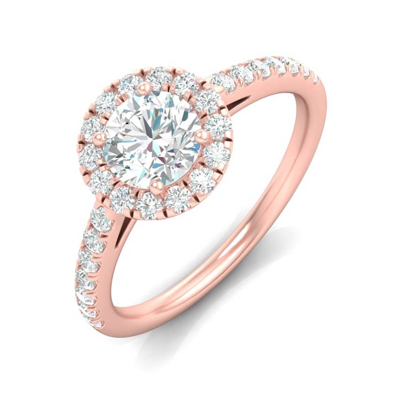 Diamanti Anversa - anello solitario halo round - oro rosa