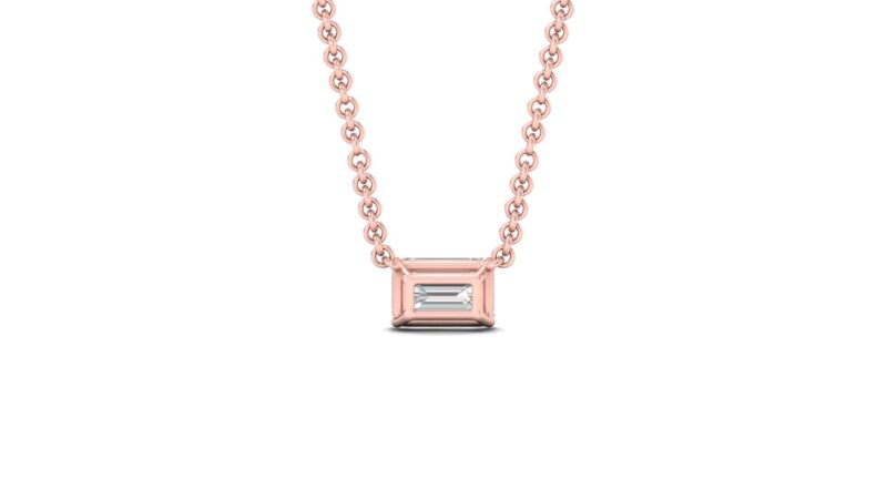 Collana punto luce diamante - taglio smeraldo