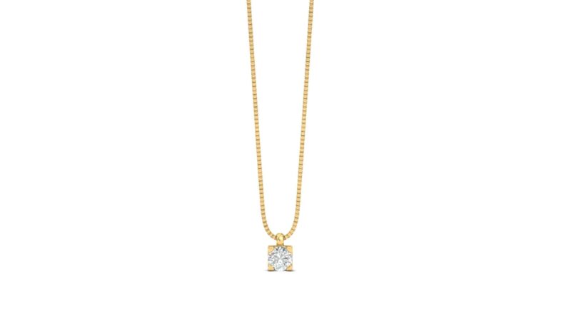 Collana punto luce diamante – taglio rotondo torretta oro giallo