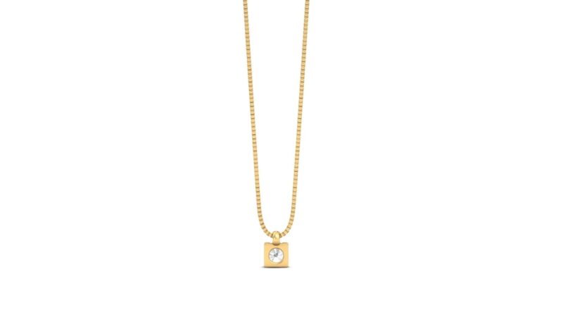 Collana punto luce diamante – taglio rotondo torretta oro giallo