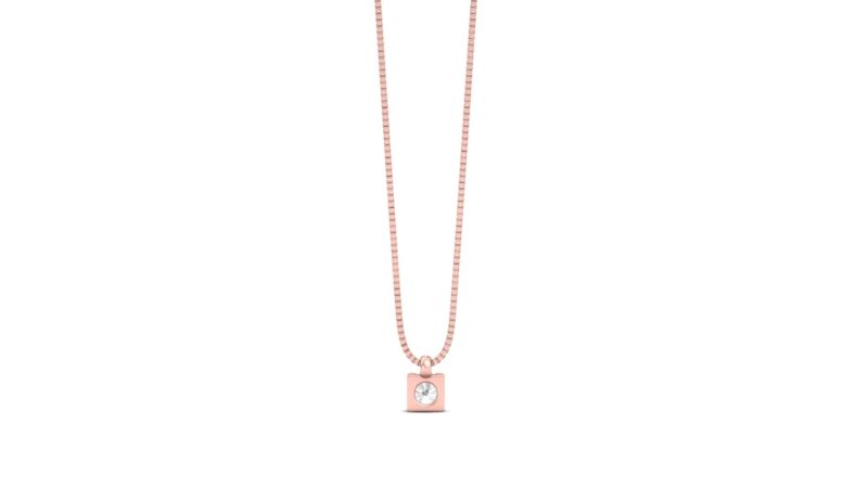 Collana punto luce diamante – taglio rotondo torretta oro rosa