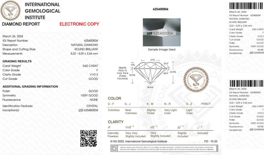 0.60 carati diamante blister