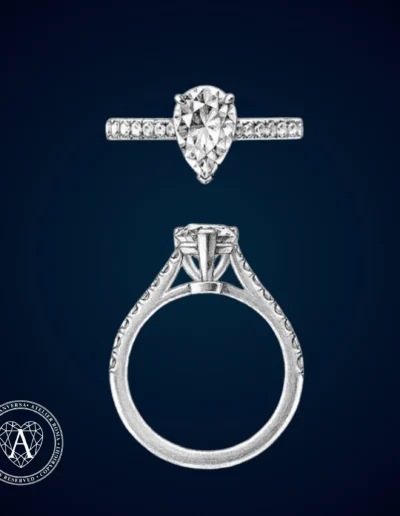 Solitario anello modello Cartier con diamanti – taglio goccia